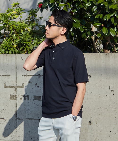 MEN'S MELROSE（メンズメルローズ）の「《WEB限定》COOLMAXカノコ半袖ボタンダウンポロシャツ | 吸水速乾（ポロシャツ・メンズ・ブラック/ネイビー/ブルー・4/2/5/3）」の8枚目の写真