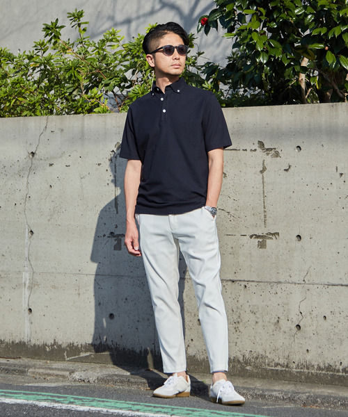 MEN'S MELROSE（メンズメルローズ）の「《WEB限定》COOLMAXカノコ半袖ボタンダウンポロシャツ | 吸水速乾（ポロシャツ・メンズ・ブラック/ネイビー/ブルー・4/2/5/3）」の6枚目の写真