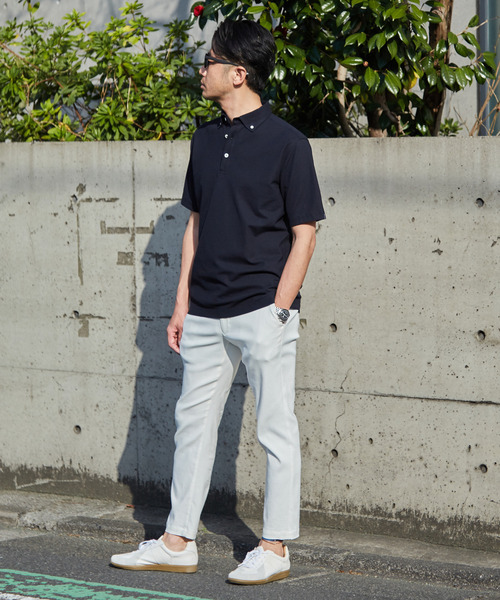 MEN'S MELROSE（メンズメルローズ）の「《WEB限定》COOLMAXカノコ半袖ボタンダウンポロシャツ | 吸水速乾（ポロシャツ・メンズ・ブラック/ネイビー/ブルー・4/2/5/3）」の5枚目の写真