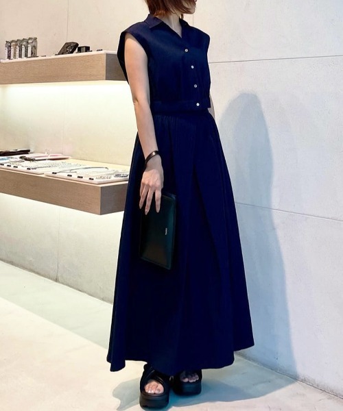 LOVELESS（ラブレス）の「ショートノースリーブブラウス（シャツ/ブラウス・レディース・ネイビー/オフホワイト/ブラウン系その他3・36/34）」の4枚目の写真