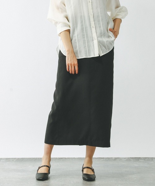 GLOBAL WORK（グローバルワーク）の「スタイルアップリネンIラインスカート/290046（スカート・レディース・ブラック/グレー系その他/オリーブ・MEDIUM/LARGE）」の18枚目の写真