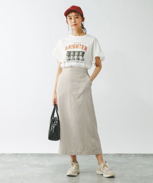 GLOBAL WORK（グローバルワーク）の「スタイルアップリネンIラインスカート/290046（スカート・レディース・ブラック/グレー系その他/オリーブ・MEDIUM/LARGE）」の20枚目の写真