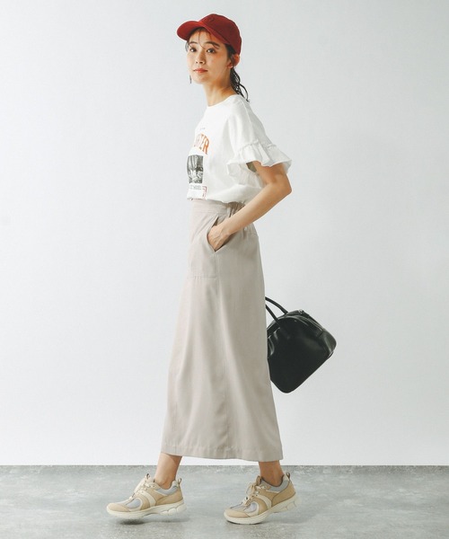 GLOBAL WORK（グローバルワーク）の「スタイルアップリネンIラインスカート/290046（スカート・レディース・ブラック/グレー系その他/オリーブ・MEDIUM/LARGE）」の21枚目の写真