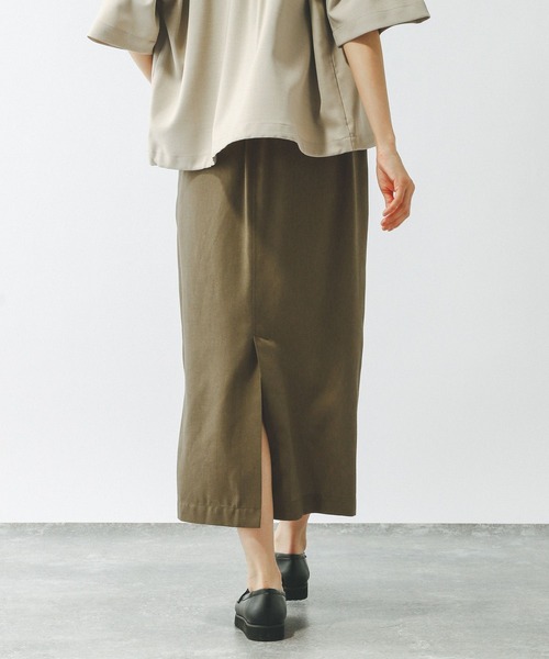 GLOBAL WORK（グローバルワーク）の「スタイルアップリネンIラインスカート/290046（スカート・レディース・ブラック/グレー系その他/オリーブ・MEDIUM/LARGE）」の9枚目の写真