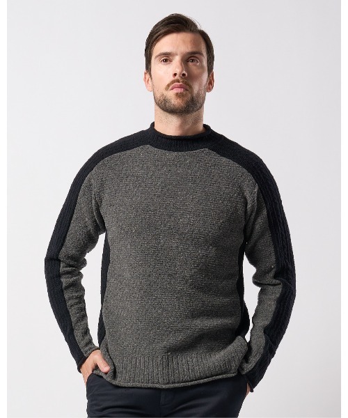 wjk（ダヴルジェイケイ）の「combination knit crew（ニット/セーター・メンズ・ブラック×グレー/ブラック/ホワイト・SMALL/MEDIUM/LARGE/X-LARGE）」の4枚目の写真