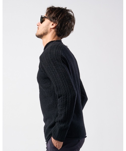 wjk（ダヴルジェイケイ）の「combination knit crew（ニット/セーター・メンズ・ブラック×グレー/ブラック/ホワイト・SMALL/MEDIUM/LARGE/X-LARGE）」の11枚目の写真