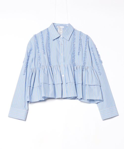 DOUBLE STANDARD CLOTHING（ダブルスタンダードクロージング）の「スパンレースフレアブラウス（WEB限定）（シャツ/ブラウス・レディース・サックスブルー・FREE）」の3枚目の写真