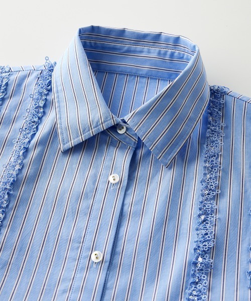 DOUBLE STANDARD CLOTHING（ダブルスタンダードクロージング）の「スパンレースフレアブラウス（WEB限定）（シャツ/ブラウス・レディース・サックスブルー・FREE）」の4枚目の写真