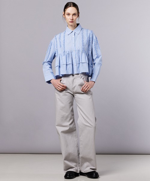 DOUBLE STANDARD CLOTHING（ダブルスタンダードクロージング）の「スパンレースフレアブラウス（WEB限定）（シャツ/ブラウス・レディース・サックスブルー・FREE）」の5枚目の写真