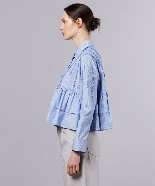 DOUBLE STANDARD CLOTHING（ダブルスタンダードクロージング）の「スパンレースフレアブラウス（WEB限定）（シャツ/ブラウス・レディース・サックスブルー・FREE）」の7枚目の写真