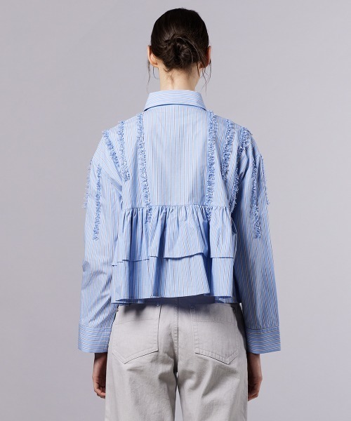 DOUBLE STANDARD CLOTHING（ダブルスタンダードクロージング）の「スパンレースフレアブラウス（WEB限定）（シャツ/ブラウス・レディース・サックスブルー・FREE）」の8枚目の写真