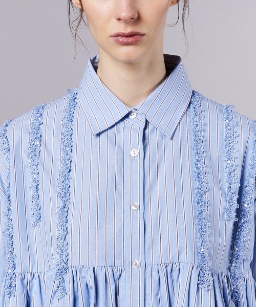 DOUBLE STANDARD CLOTHING（ダブルスタンダードクロージング）の「スパンレースフレアブラウス（WEB限定）（シャツ/ブラウス・レディース・サックスブルー・FREE）」の9枚目の写真