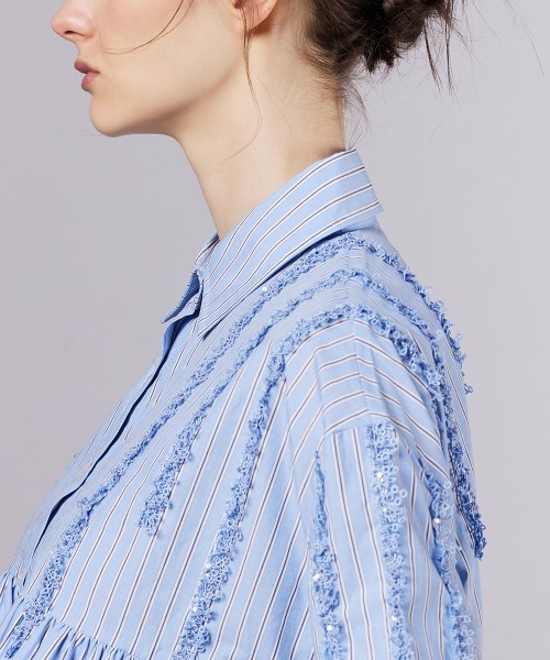 DOUBLE STANDARD CLOTHING（ダブルスタンダードクロージング）の「スパンレースフレアブラウス（WEB限定）（シャツ/ブラウス・レディース・サックスブルー・FREE）」の10枚目の写真