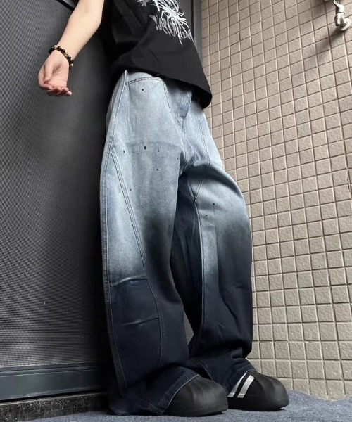 FreeZone(フリーゾーン)の「インクグラデーションワイドテーパードデニム(デニムパンツ・メンズ・ブルー・S/M/L)」の20枚目の写真