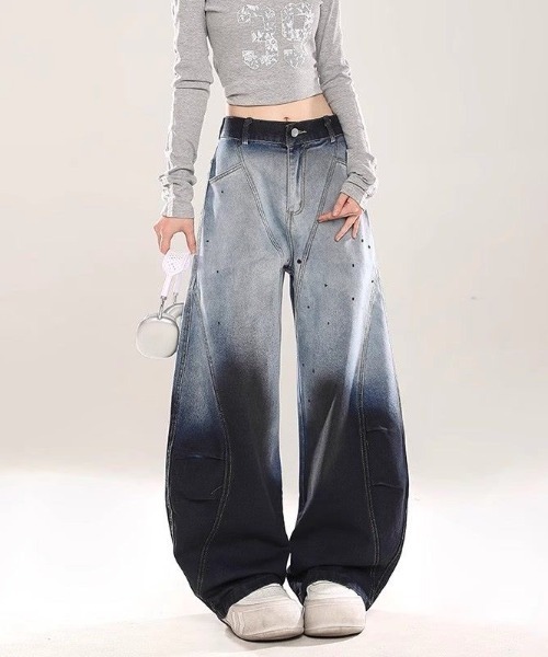 FreeZone(フリーゾーン)の「インクグラデーションワイドテーパードデニム(デニムパンツ・メンズ・ブルー・S/M/L)」の13枚目の写真