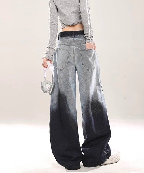 FreeZone(フリーゾーン)の「インクグラデーションワイドテーパードデニム(デニムパンツ・メンズ・ブルー・S/M/L)」の14枚目の写真