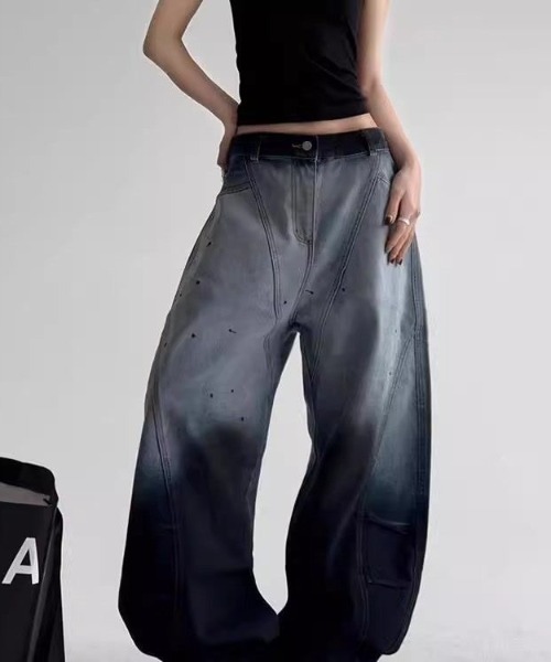 FreeZone(フリーゾーン)の「インクグラデーションワイドテーパードデニム(デニムパンツ・メンズ・ブルー・S/M/L)」の4枚目の写真