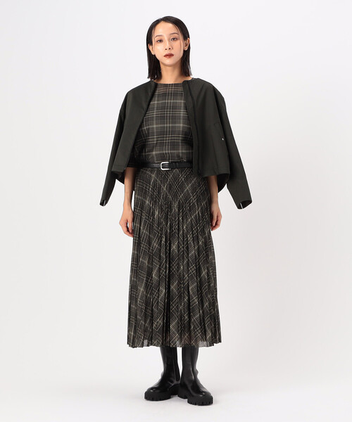 K.T KIYOKO TAKASE(キヨコタカセ)の「シアーデジタルチェック 袖プリーツブラウス(シャツ/ブラウス・レディース・カーキ/ブラック・11号/9号)」の4枚目の写真