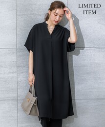 【Lサイズ限定/吸水速乾/UVカット/接触冷感/】ストレッチジョーゼット 半袖ワンピース