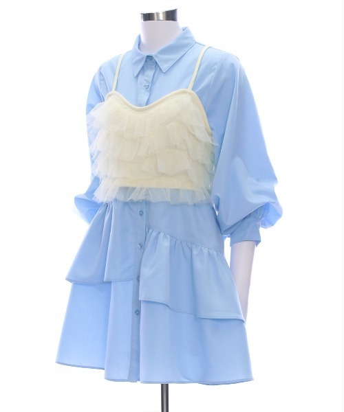 clear（クリア）の「マルチwayリボン付きミニワンピ&ビスチェセット[チュール アシメ ガーリー セットアップ]≪再入荷≫（ワンピース・レディース・オフホワイト/サックスブルー/イエロー・F）」の22枚目の写真