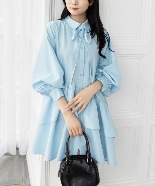 clear（クリア）の「マルチwayリボン付きミニワンピ&ビスチェセット[チュール アシメ ガーリー セットアップ]≪再入荷≫（ワンピース・レディース・オフホワイト/サックスブルー/イエロー・F）」の4枚目の写真