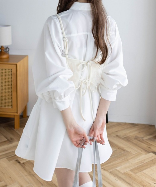 clear（クリア）の「マルチwayリボン付きミニワンピ&ビスチェセット[チュール アシメ ガーリー セットアップ]≪再入荷≫（ワンピース・レディース・オフホワイト/サックスブルー/イエロー・F）」の9枚目の写真