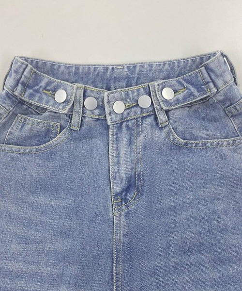 DAY CLOSET(デイ クローゼット)の「レディース ウエスト調節可能ダメージウォッシュ加工デニムパンツ(デニムパンツ・レディース・ブルー/ブラック・2XL/XL/M/S/L)」の3枚目の写真