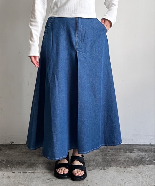vent blanc(ヴァンブラン)の「SF : denicher 6oz DENIMフロントタックSK(デニムスカート・レディース・インディゴブルー/ダークインディゴブルー・FREE)」の5枚目の写真