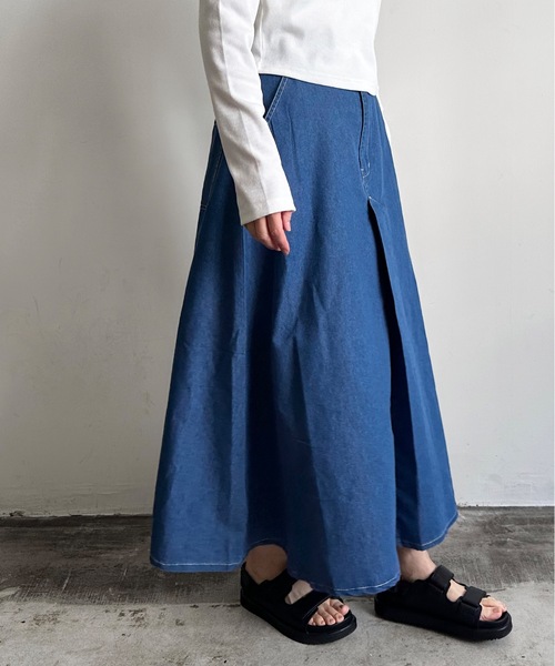 vent blanc(ヴァンブラン)の「SF : denicher 6oz DENIMフロントタックSK(デニムスカート・レディース・インディゴブルー/ダークインディゴブルー・FREE)」の6枚目の写真