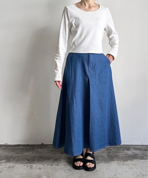 vent blanc(ヴァンブラン)の「SF : denicher 6oz DENIMフロントタックSK(デニムスカート・レディース・インディゴブルー/ダークインディゴブルー・FREE)」の4枚目の写真
