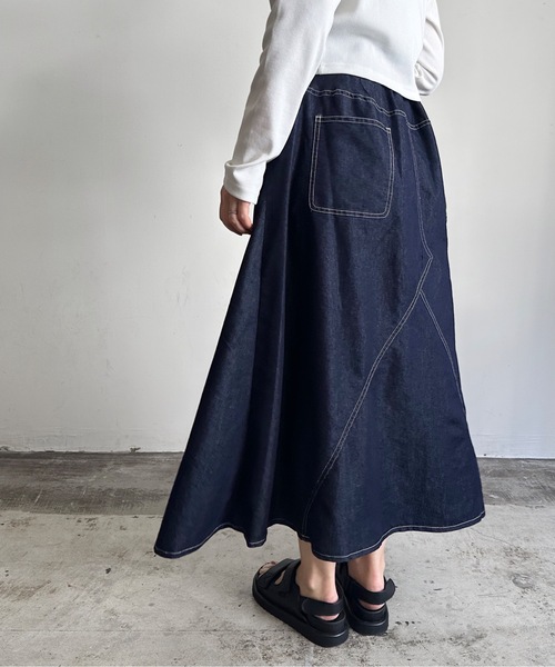 vent blanc(ヴァンブラン)の「SF : denicher 6oz DENIMフロントタックSK(デニムスカート・レディース・インディゴブルー/ダークインディゴブルー・FREE)」の14枚目の写真