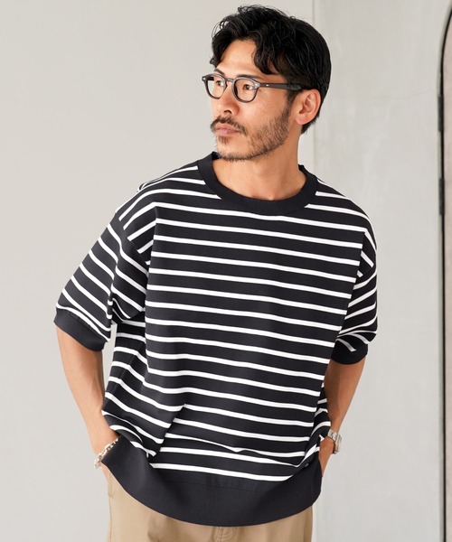 jiggys shop（ジギーズショップ）の「クルーネック サマーニット 5分袖Tシャツ（ニット/セーター・メンズ・ホワイト/チャコールグレー/グレー系その他/ホワイト系その他2/ホワイト系その他/ブラック系その他/ライトブルー/ブラック・MEDIUM/LARGE/X-LARGE）」の5枚目の写真