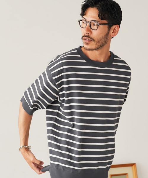 jiggys shop（ジギーズショップ）の「クルーネック サマーニット 5分袖Tシャツ（ニット/セーター・メンズ・ホワイト/チャコールグレー/グレー系その他/ホワイト系その他2/ホワイト系その他/ブラック系その他/ライトブルー/ブラック・MEDIUM/LARGE/X-LARGE）」の7枚目の写真