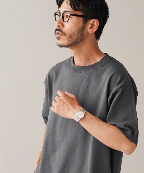 jiggys shop（ジギーズショップ）の「クルーネック サマーニット 5分袖Tシャツ（ニット/セーター・メンズ・ホワイト/チャコールグレー/グレー系その他/ホワイト系その他2/ホワイト系その他/ブラック系その他/ライトブルー/ブラック・MEDIUM/LARGE/X-LARGE）」の6枚目の写真