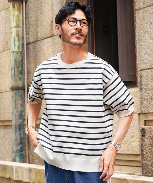 jiggys shop（ジギーズショップ）の「クルーネック サマーニット 5分袖Tシャツ（ニット/セーター・メンズ・ホワイト/チャコールグレー/グレー系その他/ホワイト系その他2/ホワイト系その他/ブラック系その他/ライトブルー/ブラック・MEDIUM/LARGE/X-LARGE）」の12枚目の写真