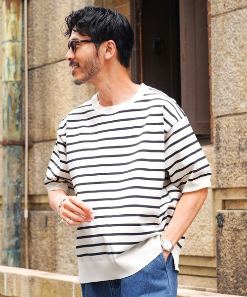 jiggys shop（ジギーズショップ）の「クルーネック サマーニット 5分袖Tシャツ（ニット/セーター・メンズ・ホワイト/チャコールグレー/グレー系その他/ホワイト系その他2/ホワイト系その他/ブラック系その他/ライトブルー/ブラック・MEDIUM/LARGE/X-LARGE）」の13枚目の写真