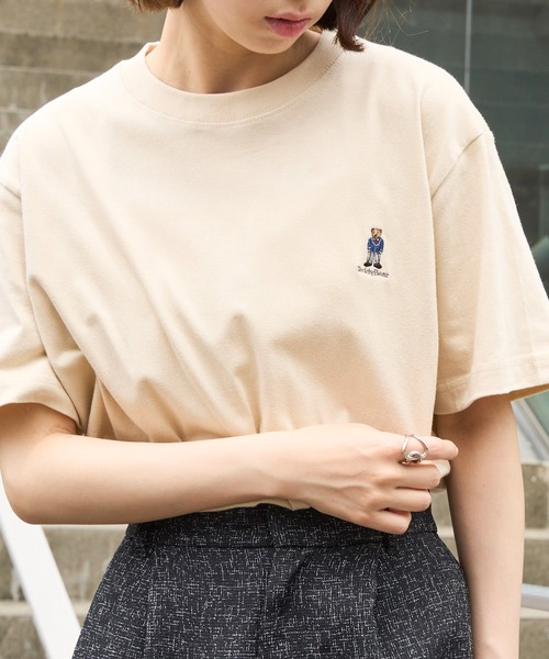 THE FINAL VIEW(ザファイナルビュー)の「【THE FINAL VIEW】TEDDY BEAR ワンポイント刺繍 Tシャツ テディベア ユニセックス(Tシャツ/カットソー・レディース・ブラック/ホワイト/ネイビー/ベージュ/カーキ/ベビーピンク/バーガンディー/スミクロ・S/M/L/XL)」の4枚目の写真