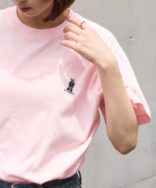 THE FINAL VIEW(ザファイナルビュー)の「【THE FINAL VIEW】TEDDY BEAR ワンポイント刺繍 Tシャツ テディベア ユニセックス(Tシャツ/カットソー・レディース・ブラック/ホワイト/ネイビー/ベージュ/カーキ/ベビーピンク/バーガンディー/スミクロ・S/M/L/XL)」の7枚目の写真