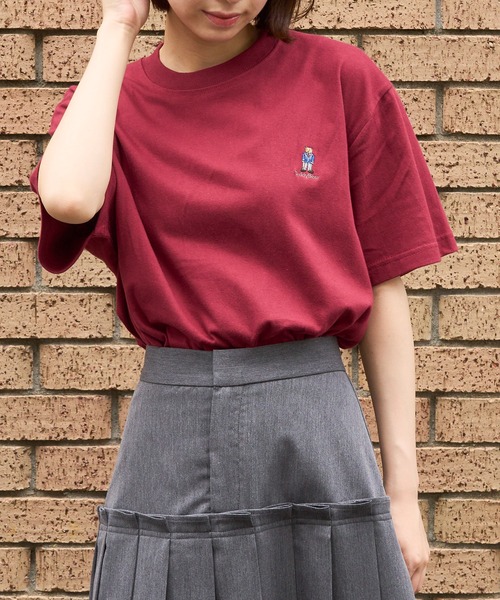 THE FINAL VIEW(ザファイナルビュー)の「【THE FINAL VIEW】TEDDY BEAR ワンポイント刺繍 Tシャツ テディベア ユニセックス(Tシャツ/カットソー・レディース・ブラック/ホワイト/ネイビー/ベージュ/カーキ/ベビーピンク/バーガンディー/スミクロ・S/M/L/XL)」の8枚目の写真