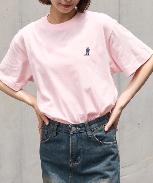 THE FINAL VIEW(ザファイナルビュー)の「【THE FINAL VIEW】TEDDY BEAR ワンポイント刺繍 Tシャツ テディベア ユニセックス(Tシャツ/カットソー・レディース・ブラック/ホワイト/ネイビー/ベージュ/カーキ/ベビーピンク/バーガンディー/スミクロ・S/M/L/XL)」の10枚目の写真