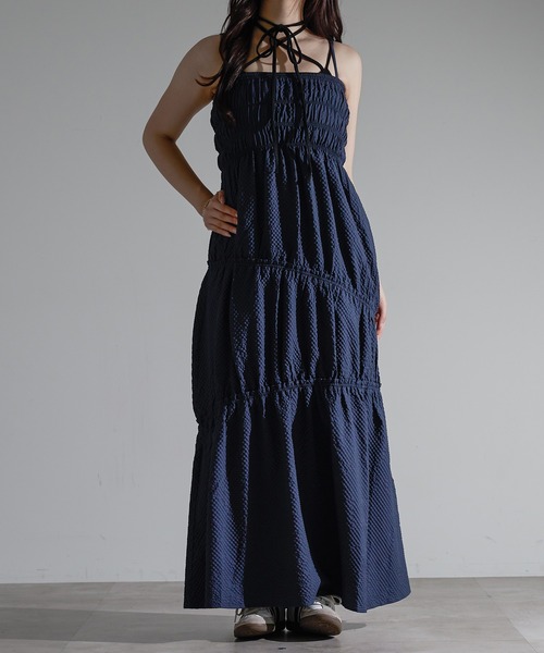 apres jour mignon（アプレジュールミニョン）の「シャーリングキャミワンピース【ZOZOTOWN限定アイテム】（ワンピース・レディース・レッド/ネイビー/オフホワイト・SMALL/X-LARGE/MEDIUM）」の14枚目の写真