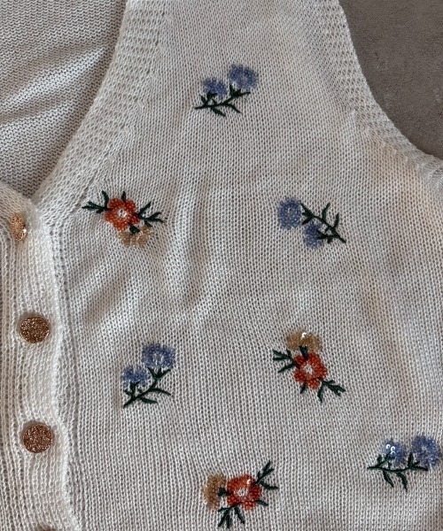 Unitage（ユニテージ）の「フラワースパンコールニットベスト（ベスト・レディース・オレンジ/ホワイト/ブラック・FREE）」の15枚目の写真