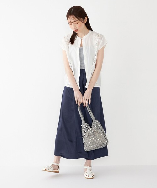 SHIPS - SHIPS レースコンビブラウス SHIPS Colors:〈洗濯機可能〉コットン 幾何 レース コンビ