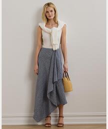 ローレン ラルフ ローレン LAUREN RALPH LAUREN ゼブラプリント リネンコットン ペンシル スカート （100ホワイト） LAUREN RALPH スカート ゼブラプリント リネンコットン ペンシル