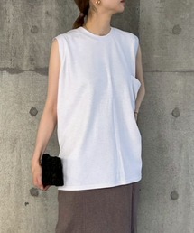 audrey and john wad | 胸ポケットルーズノースリーブカットソー-手洗い可-(Tシャツ/カットソー)