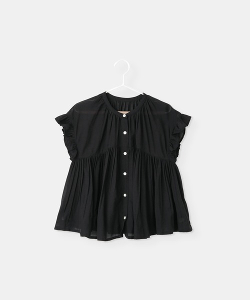 ROPE' PICNIC（ロペピクニック）の「【KIDS/キッズ】コットンボイルギャザーブラウス/リンクコーデ（シャツ/ブラウス・キッズ・ブラック/オフホワイト/ブルー・S/M/L）」の4枚目の写真