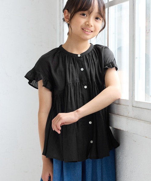 ROPE' PICNIC（ロペピクニック）の「【KIDS/キッズ】コットンボイルギャザーブラウス/リンクコーデ（シャツ/ブラウス・キッズ・ブラック/オフホワイト/ブルー・S/M/L）」の19枚目の写真