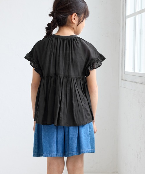 ROPE' PICNIC（ロペピクニック）の「【KIDS/キッズ】コットンボイルギャザーブラウス/リンクコーデ（シャツ/ブラウス・キッズ・ブラック/オフホワイト/ブルー・S/M/L）」の20枚目の写真