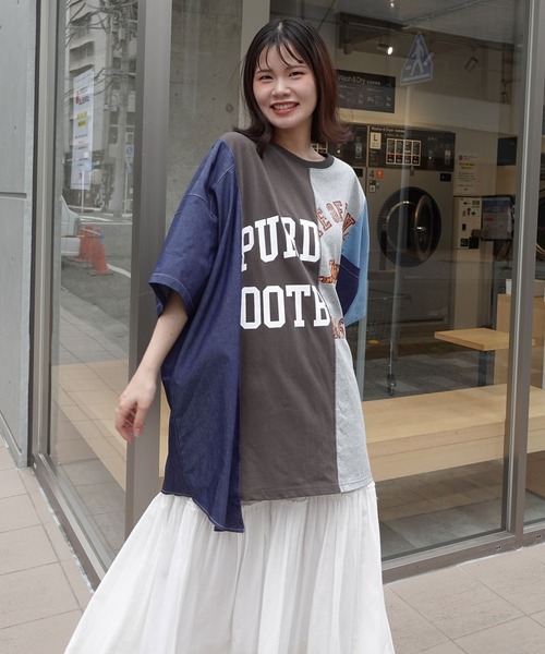 チチカカ リメイク風ギャザースリーブTシャツ ／ リメイク風