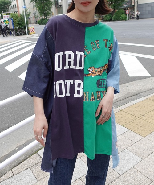 デニムリメイク風切り替えTシャツ（Tシャツ/カットソー